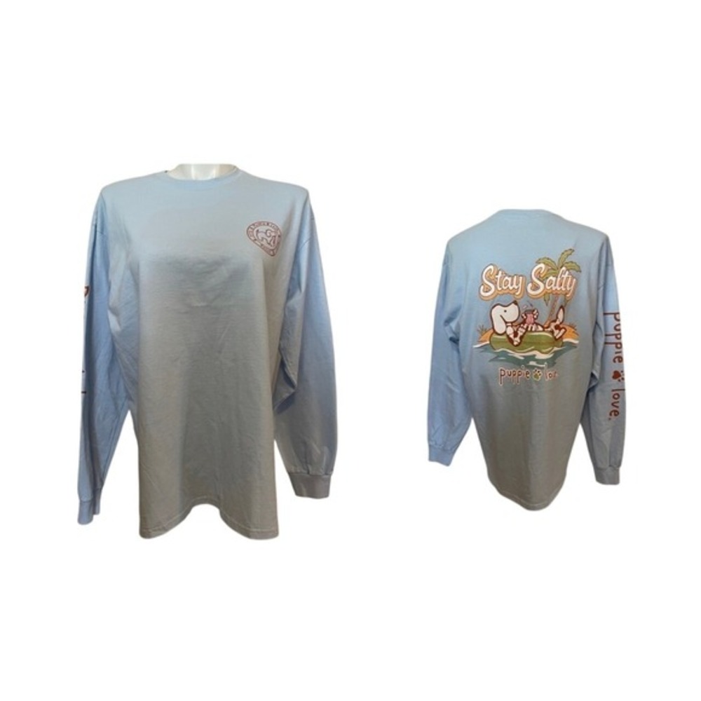 NEW NWT Puppy Puppie Love Adult Blue Stay Salty Long Sleeve Shirt‎ XL X-Large